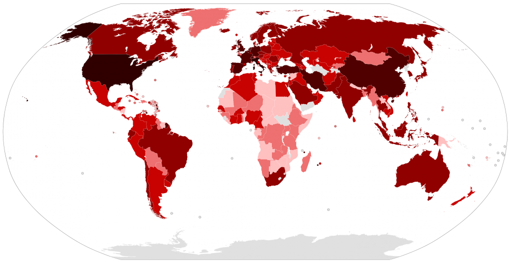 Mapa del mundo para representar la estrategia de Urbegi ante la crisis sanitaria del Coronavirus COVID-19