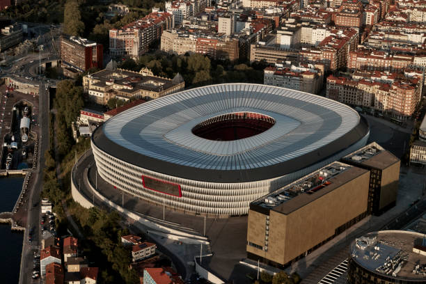 Vista aérea del estadio San Mamés donde juega el Athletic Club de Bilbao